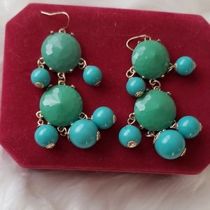 Turquoise and Jade color 3 inch statement earrings